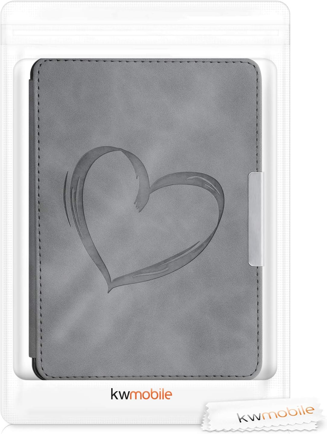 Pouzdro KW Mobile - Brushed Heart - KW4974707 - pro Amazon Kindle Paperwhite 1/2/3 - šedé