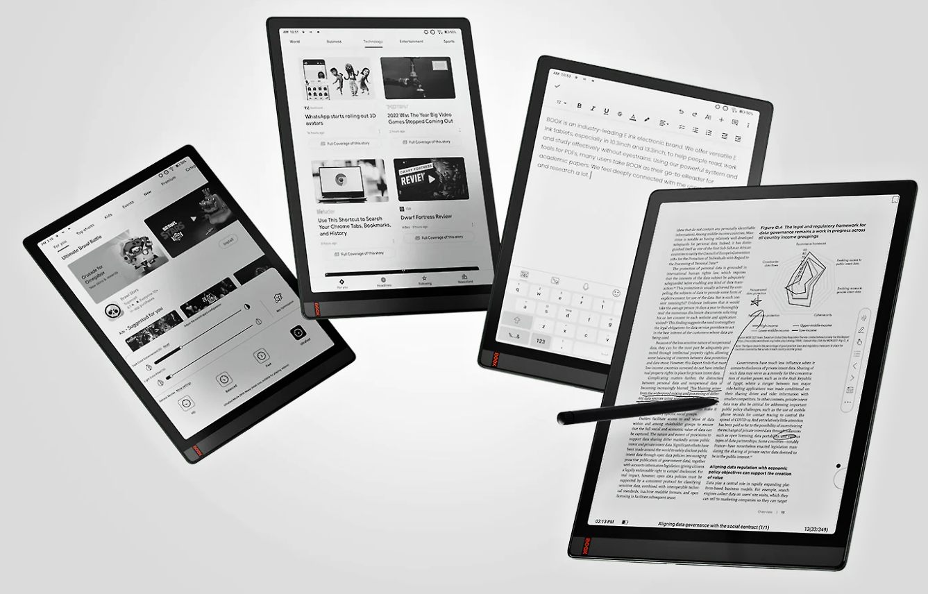 ONYX BOOX TAB X, 13,3", 128 GB, podsvícená, Bluetooth, Android 11, E-ink displej, WiFi - černý