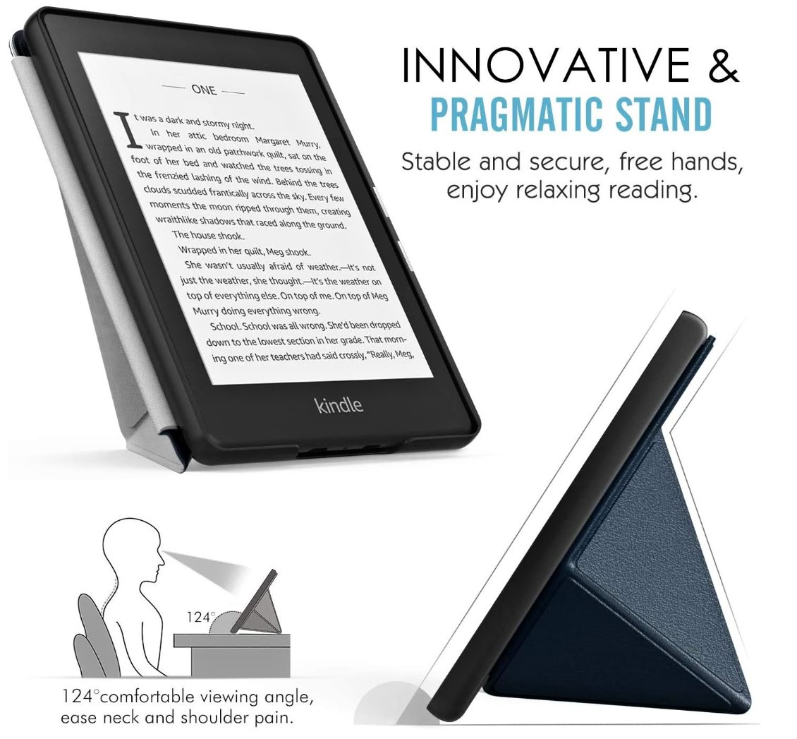 Origami Durable Lock OR44 - pouzdro pro Amazon Kindle Paperwhite 1 / 2 / 3, magnet, stojánek - tmavě modré