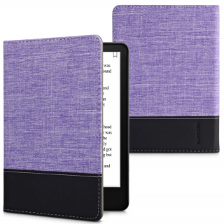 Pouzdro KW Mobile - Leather And Canvas - KW5762645 - pro Amazon Kindle Paperwhite 5 (2021) - fialové, černé