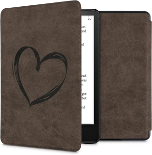 Pouzdro KW Mobile Felt Brushed Heart - KW5625802 - pro Amazon Kindle Paperwhite 5 (2021) - hnědé
