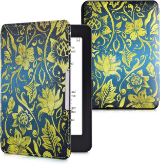 Pouzdro KW Mobile - Gold Flowers - KW4556948 - pro Amazon Kindle Paperwhite 1/2/3 - vícebarevné