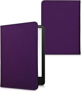 Pouzdro KW Mobile - Embossed Small Flowers - KW5781023 - pro Amazon Kindle Paperwhite 5 (2021) - fialové, kapsa na ruku