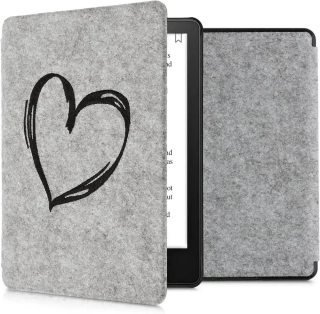 Pouzdro KW Mobile Felt Brushed Heart - KW5626005 - pro Amazon Kindle Paperwhite 5 (2021) - světle šedé