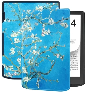 Pouzdro Durable Lock DL4053, obal na Pocketbook 743G InkPad 4 a Pocketbook 743C InkPad Color (2/3) - motiv Blue Garden, magnetické zavírání, AutoSleep