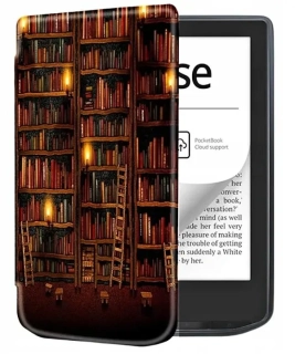 Armori Trimer T059, pouzdro pro Pocketbook 629 Verse / 634 Verse Pro - magnetické zavírání, AutoSleep, motiv Library