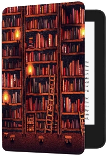 Armori Trimer T128, pouzdro pro Amazon Kindle Paperwhite 1/2/3 - magnetické zavírání, AutoSleep, motiv Library