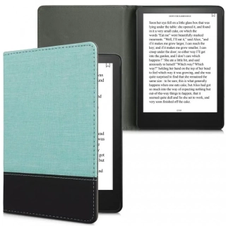 Pouzdro KW Mobile - Leather And Canvas - KW5715771 - pro Amazon Kindle Paperwhite 5 (2021) - tyrkysové, černé