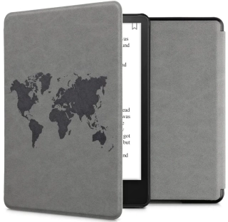 Pouzdro KW Mobile - Travel Outline - KW5625807 - pro Amazon Kindle Paperwhite 5 (2021) - šedé