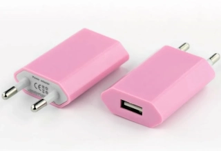 USB síťový adaptér - AR-1003 - Univerzální nabíječka, 5V/1A - světle růžový
