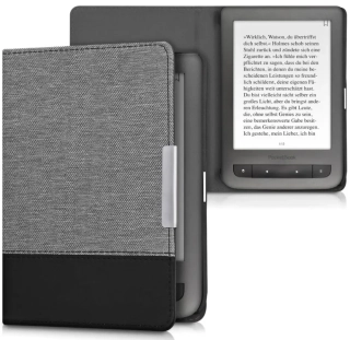 Pouzdro KW Mobile - Fabric Flip - KW4334422 - pro Pocketbook 614/615/624/625/626 - světle šedé