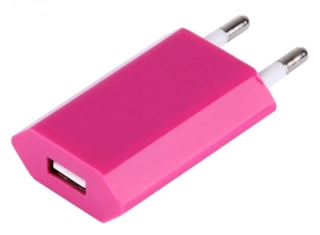 USB síťový adaptér - AR-1004 - Univerzální nabíječka, 5V/1A - tmavě růžový