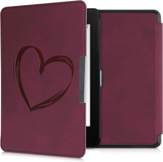 Pouzdro KW Mobile - Brushed Heart - KW4897512 - pro Amazon Kindle Paperwhite 4 (2018) - tmavě červené