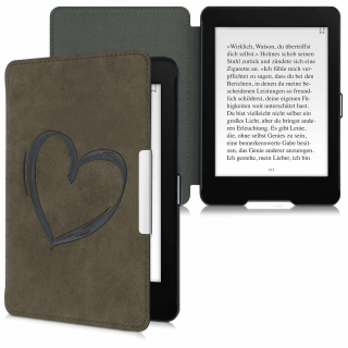Pouzdro KW Mobile Felt Brushed Heart - KW5492402 - pro Amazon Kindle Paperwhite 4 (2018) - hnědé