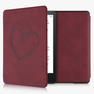 Pouzdro KW Mobile - Brushed Heart - KW5625702 - pro Amazon Kindle Paperwhite 5 (2021) - tmavě červené