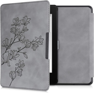 Pouzdro KW Mobile - Magnolias - KW4897515 - pro Amazon Kindle Paperwhite 4 (2018) - šedé