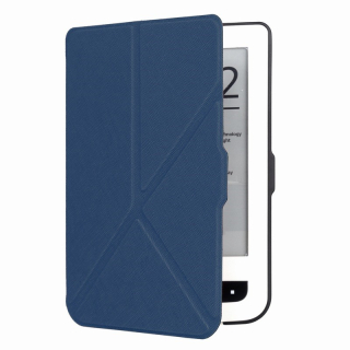 Pouzdro Origami Durable Lock pro Pocketbook 614 / 615 / 624 / 625 / 626 - tmavě modré, stojánek, magnet