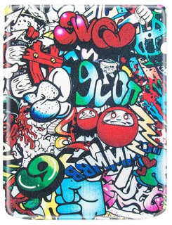 Pouzdro B-SAFE LOCK 3484, obal na Pocketbook 743G InkPad 4 a Pocketbook 743C InkPad Color 2 - motiv Comics, magnetické zavírání, AutoSleep